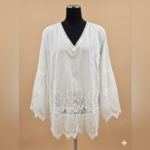 Chico's White Lace Tunic Top